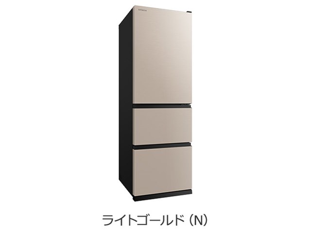 【美品】日立 冷蔵庫 R-V38TV(N) ライトゴールド 375L 3ドア 日立 R-V38TV N 冷蔵庫 375L・右開き ライトゴールド RV38TV N