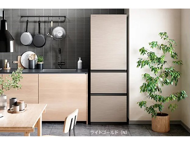 【美品】日立 冷蔵庫 R-V38TV(N) ライトゴールド 375L 3ドア 日立 R-V38TV N 冷蔵庫 375L・右開き ライトゴールド RV38TV N