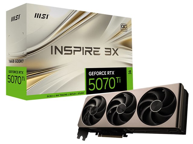 GeForce RTX 5070 Ti 16G INSPIRE 3X OC [PCIExp 16GB]の製品画像