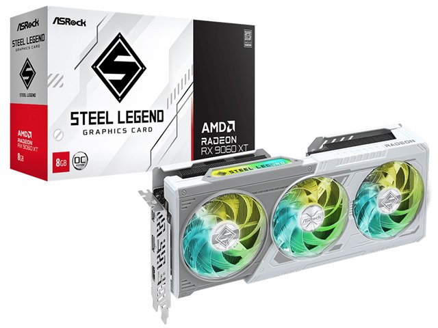 【訳アリジャンク品】RX9060XT 8GB Steel Legend Radeon RX 9060 XT Steel Legend 8GB OC [PCIExp 8GB]の製品画像