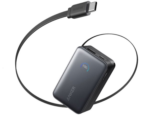 Nano Power Bank (10000mAh 45W ����莮 USB-C�P�[�u��) A1638N11 [�u���b�N]
